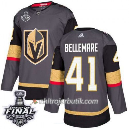 Män Ishockey Vegas Golden Knights Tröja Bellemare 41 2018 Stanley Cup Final Patch Adidas Grå Authentic
